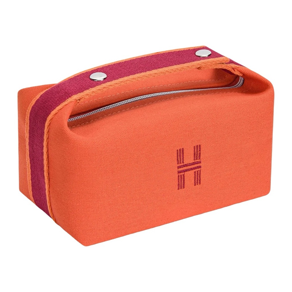 Source Unknown H Orange Makeup Bag